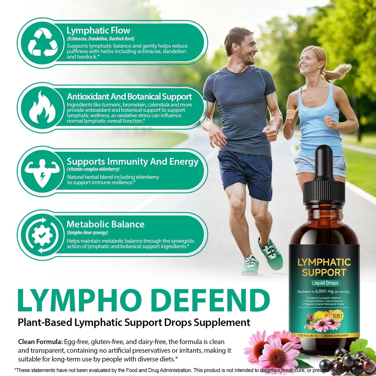 Lymphatic Drainage Drops 21-in-1 | 6000mg Herbal Blend | Lymph System Support Supplement | with Echinacea, Dandelion, Burdock, Calendula, Turmeric & More | for Women & Men | 60ml AEBEFBAW buy supplements Au