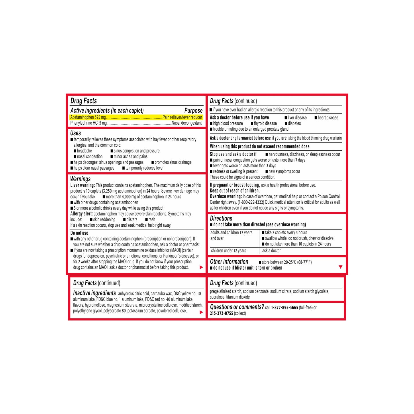 Tylenol Sinus + Headache Daytime Non-Drowsy Relief Caplets, Acetaminophen 325mg, Phenylephrine HCI 5mg, Nasal Decongestant for Sinus Pain, Headache & Nasal Congestion Relief, Fever Reduction, 24 Count Tylenol buy supplements Au