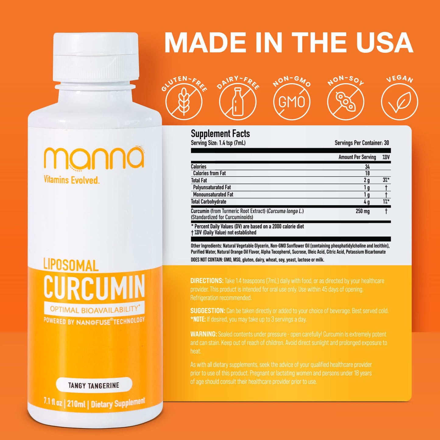 Manna Vitamins Evolved Liposomal Liquid Curcumin for Advanced Absorption Best Turmeric Supplement for Daily Joint & Immune Health Support - Vegan, Non-GMO, 95% Curcuminoids (1 Pack) Manna Vitamins Evolved buy supplements Au