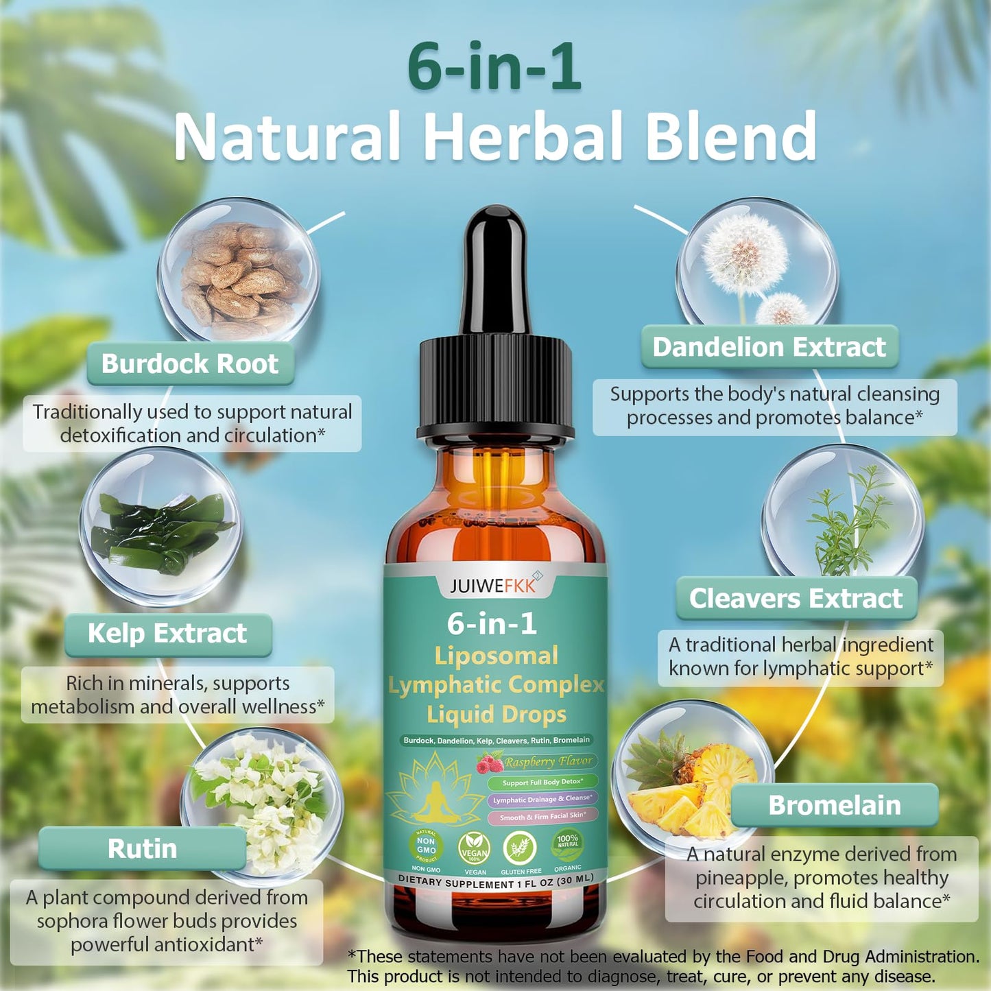 Lymphatic Drainage Drops, 6-IN-1 Lymphatic Complex w. Burdock Dandelion Kelp Cleavers, New Maximum Potency Lymph System Support for Bloat Balance Cortisol Immune Full Body Detox & Skin Vitality JUIWEFKK buy supplements Au