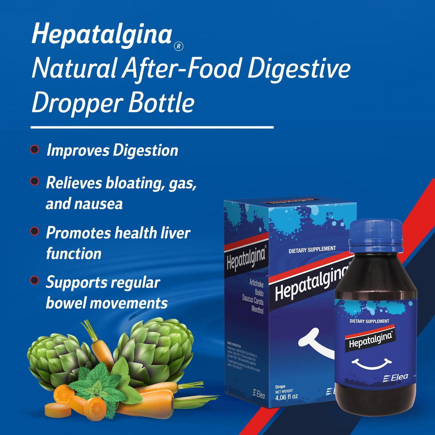 Hepatalgina Liver Support Digestive Protector - Liquid Herbal Supplement with Artichoke Extract for Liver Cleanse Detox & Repair - Liver Detox Cleanse Drops with Mint, Boldo & Carrot - 120 ml Hepatalginaย buy supplements Au