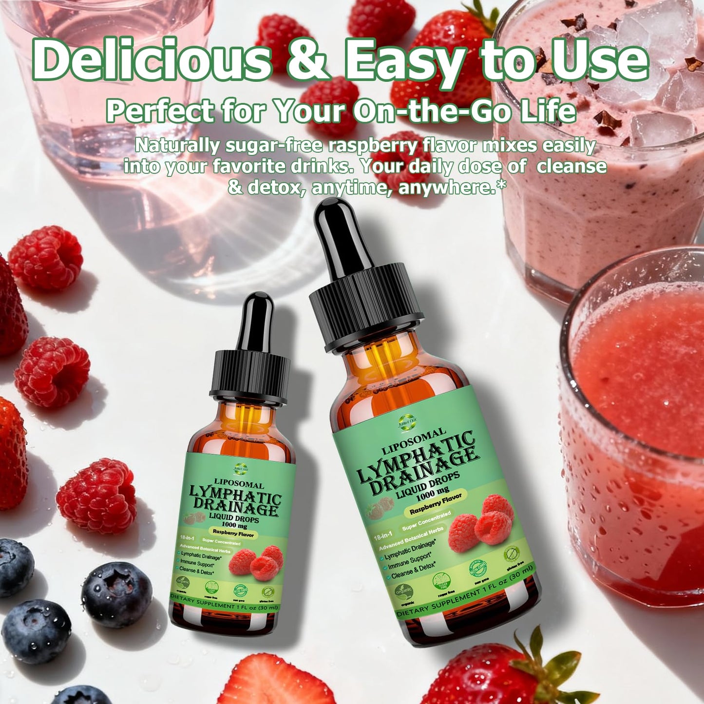Lymphatic Drainage Drops, 18-in-1 Herbal Lymph System Support w. Echinacea Elderberry Dandelion Burdock Root Cleavers for Lymphatic Cleanse Detox Immune Support, Liposoaml for Max Absorption JUIWEFKK buy supplements Au
