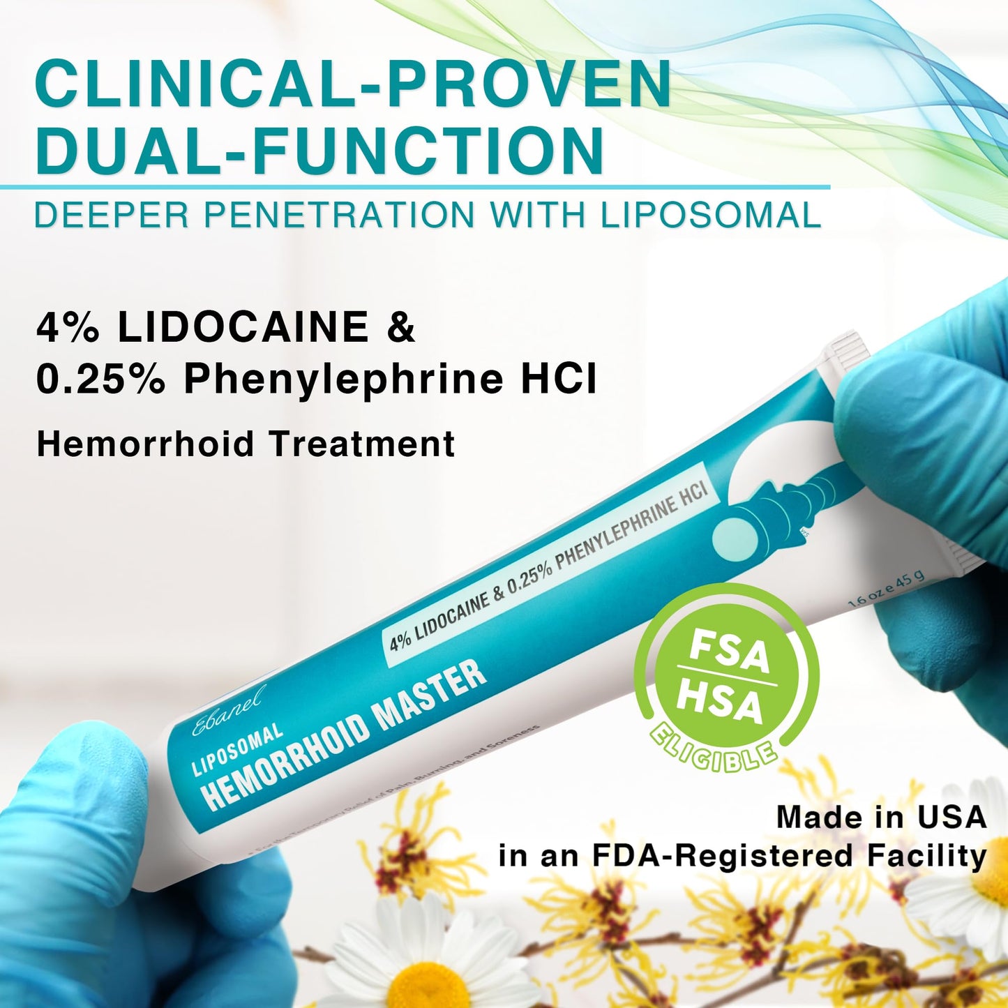 Ebanel 4% Lidocaine Hemorrhoid Treatment Ointment with Phenylephrine, Witch Hazel, Vitamin B6, Zinc Oxide, Frankincense, External and Internal Hemorrhoids Treatment Burn Itch Pain Relief Anal Cream EbanelBuy Supplements Australia