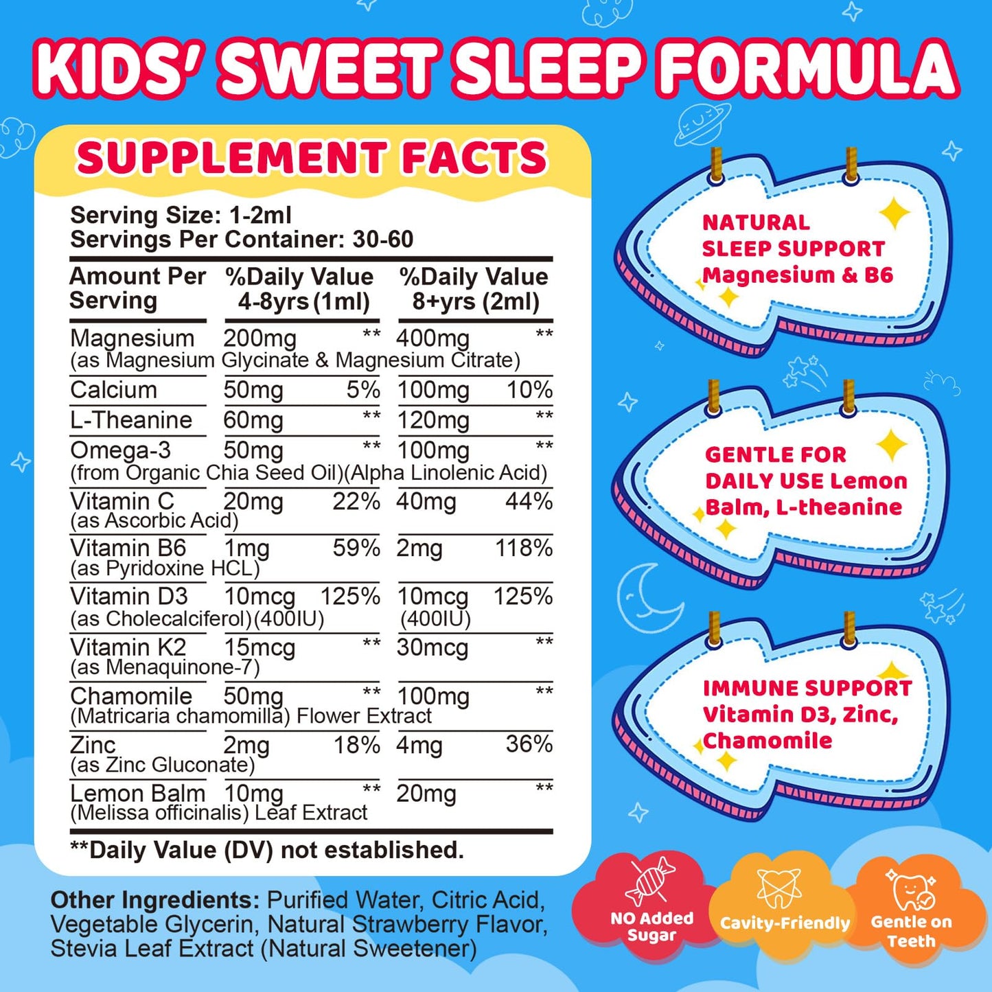 Kids Magnesium Glycinate Liquid Drops – with L-Theanine, Omega-3, Vitamins B6 & D3, Zinc & Calcium – for Sleep Support, Relaxation, Focus & Brain, Bones – Strawberry Flavor, 2 Fl Oz GZ HAOYUANBuy Supplements Australia