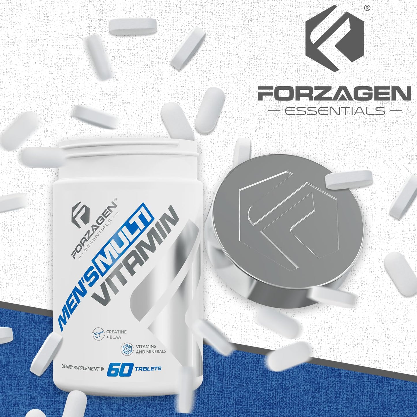 Forzagen Essentials Men's Multivitamin with Creatine and BCAA, Complete Vitamin and Mineral Complex, 60 Tablets Forzagen buy supplements Au