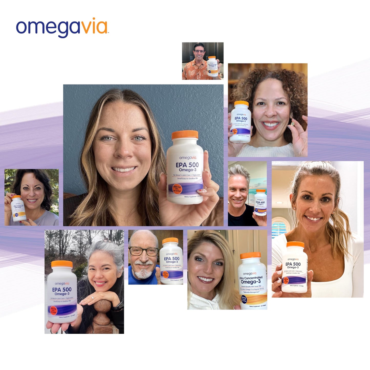 OmegaVia EPA 500, Purified Omega-3 Fish Oil Supplement, 500 mg EPA in Triglyceride Form, Burpless Fish Oil, Non-GMO, Gluten-Free, IFOS 5-Star, 120 Softgels