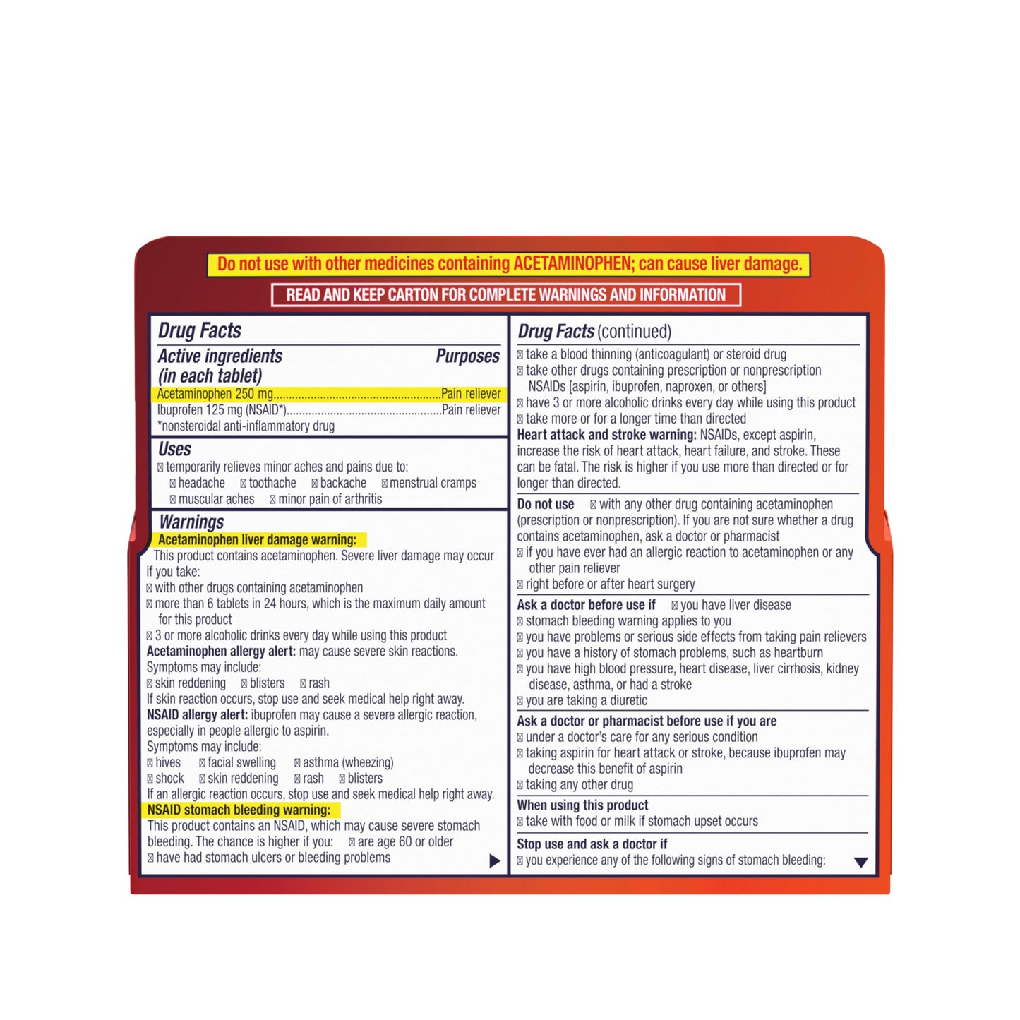 Motrin Dual Action with Tylenol, Ibuprofen & Acetaminophen Fast-Acting, Long Lasting Pain Reliever for Minor Aches & Pains, Ibuprofen (NSAID) 125 mg & Acetaminophen 250 mg, 120 ct Motrin buy supplements Au