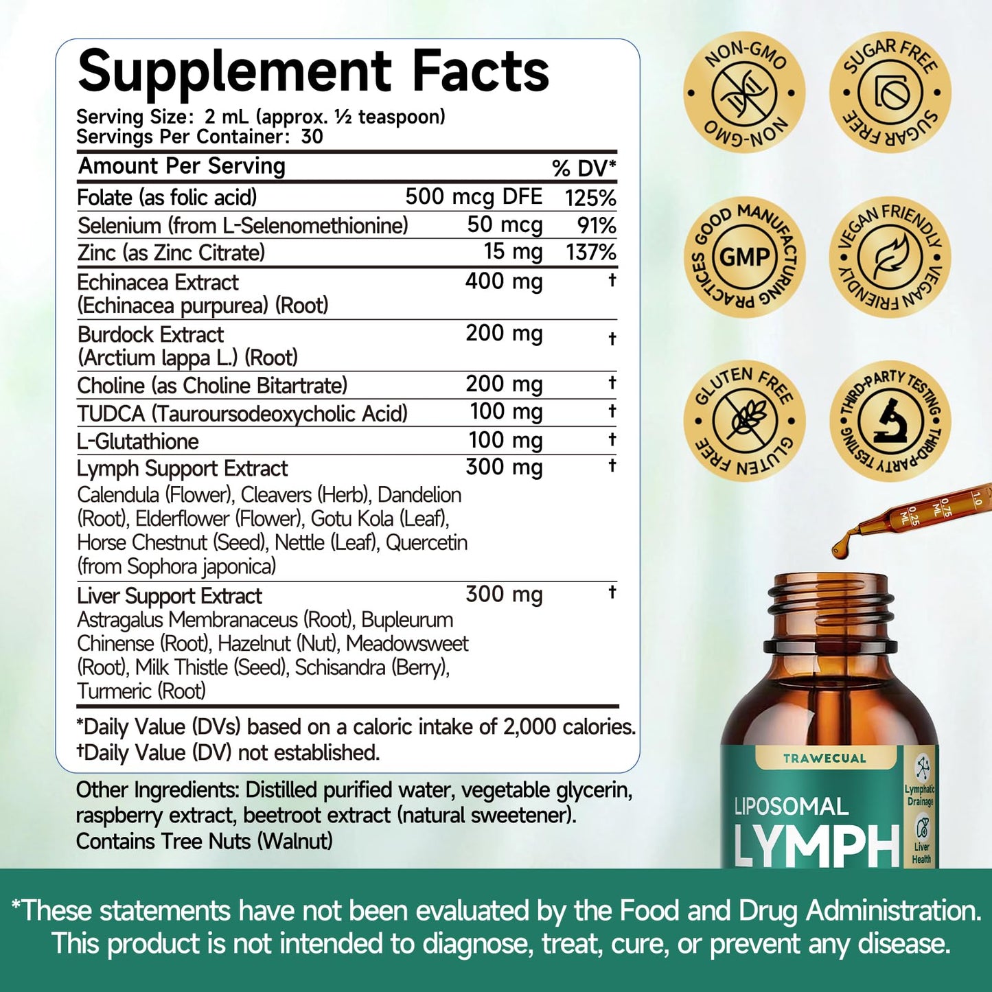 23-in-1 Liposomal Lymphatic Drainage Drops, Liver Cleanse Detox & Repair with Echinacea, TUDCA, Choline, L-Glutathione, Burdock for Lymphatic Support, Liver & Immune Health, 2 fl oz Supplement Trawecual buy supplements Au