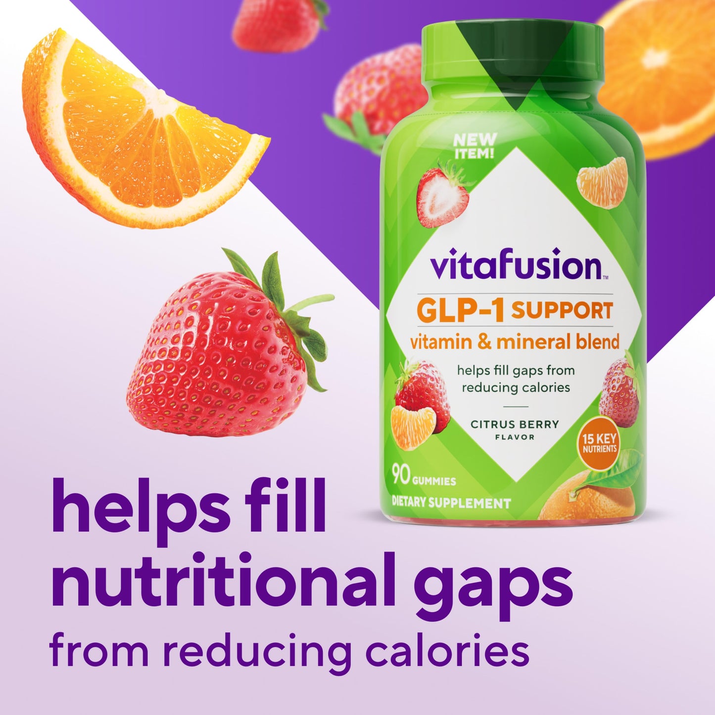 vitafusion GLP-1 Support Multivitamin, Vitamin and Mineral Blend, 15 Essential Nutrients, Citrus Berry Flavor, 90 Count, 45 Day Supply VitafusionBuy Supplements Australia