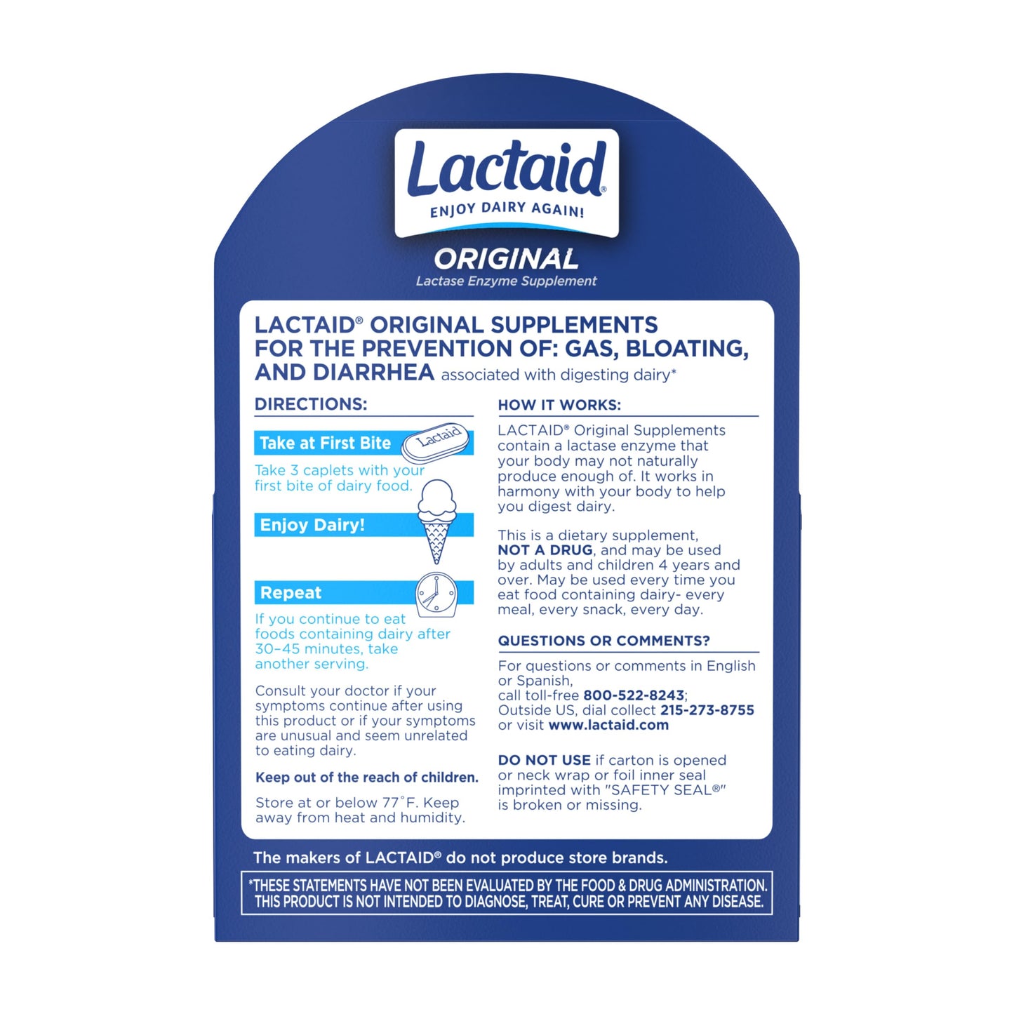 Lactaid Original Strength Lactose Intolerance Pills, 9000 FCC Natural Lactase Enzyme Dairy Relief Caplets, Helps Prevent Gas, Bloating & Diarrhea Due to Lactose Sensitivity in Adults & Kids, 120 Count Lactaid buy supplements Au