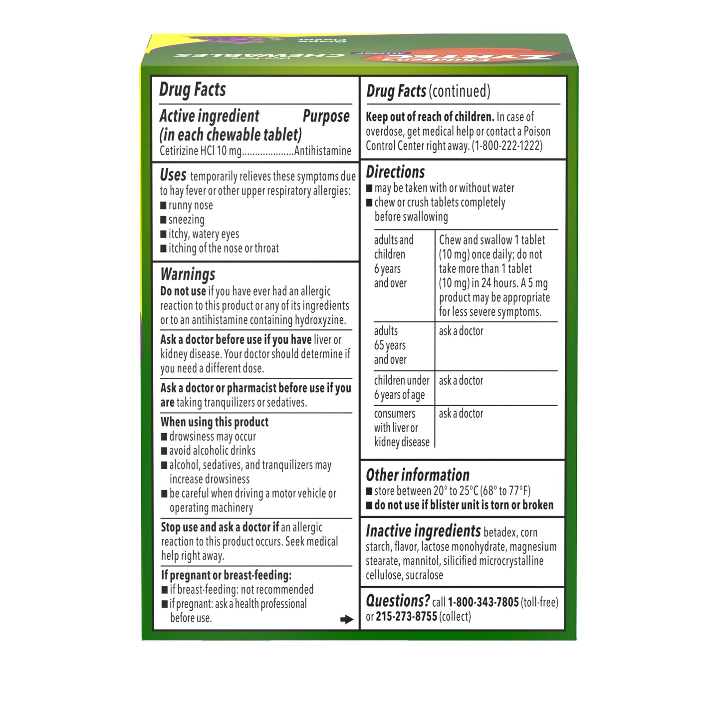 Zyrtec Children's Dye-Free Chewables for 24 Hour Allergy Relief, 10 mg Cetirizine Hydrochloride Antihistamine Tablets, Kids Allergy Medicine Relieves Sneezing & Itchy Throat, Grape, 48 ct Zyrtec buy supplements Au