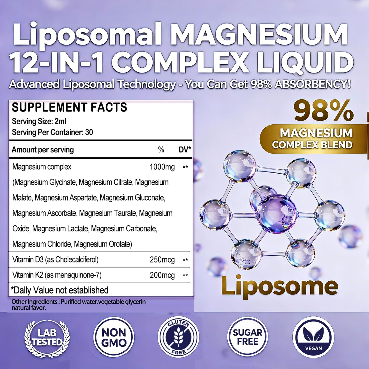 Magnesium 12 in 1 Complex 1000mg Supplement for Women & Men, High Absorption Liquid Magnesium W/Glycinate Citrate Malate Taurate Oxide Aspartate Orotate, Calm Magnesium for Sleep Muscle Heart Support GLOVVUUP buy supplements Au