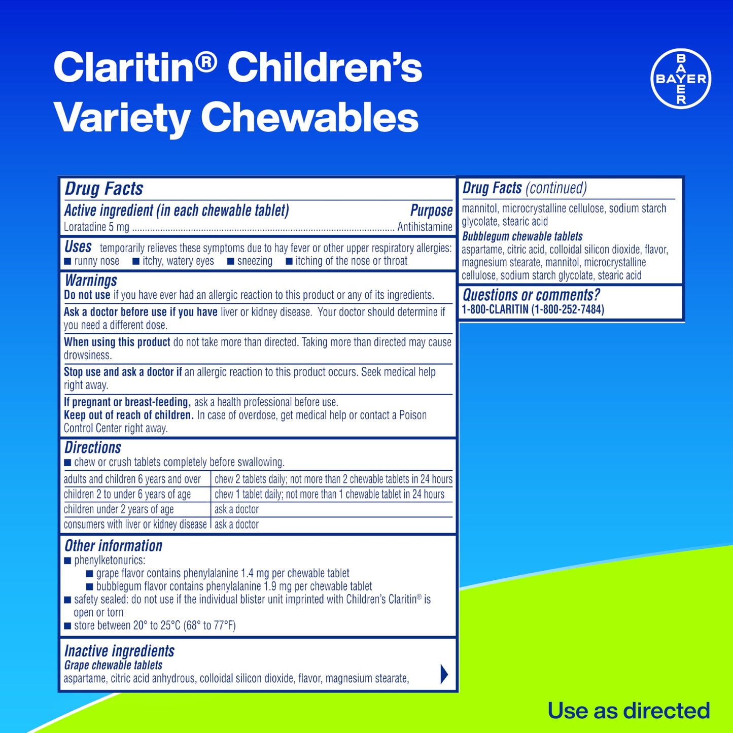 Claritin Children's Allergy Medicine, 24-Hour Non-Drowsy Loratadine 5mg Chewable Tablet, Antihistamine for Kids Ages 2 Years and Older, Grape & Bubble Gum Flavors, Dye-Free, 40 Tablets Claritin buy supplements Au