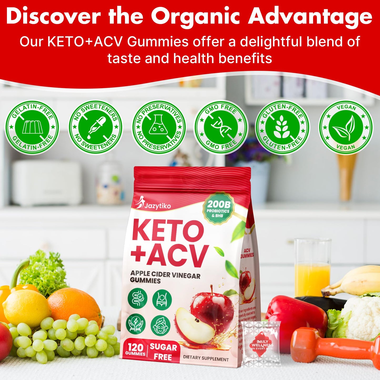 Apple Cider Vinegar Gummies, Advanced ACV Gummy with Probiotics, BHB, B12 and Keto Support - Keto Acv Gummies for Detox, Metabolism, Digestion,