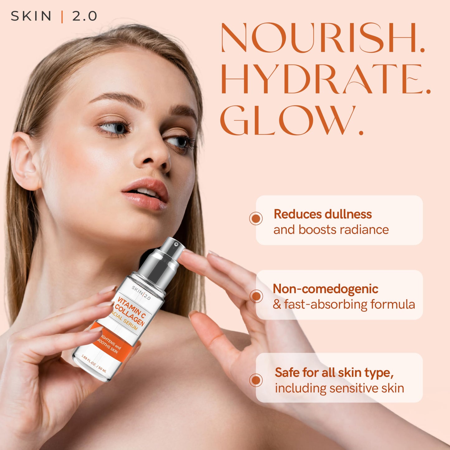 Skin 2.0 Vitamin C Serum - Dermatologist Tested, Anti-Aging & Dark Spot Remover - Brightening, Clean Beauty, Cruelty-Free,