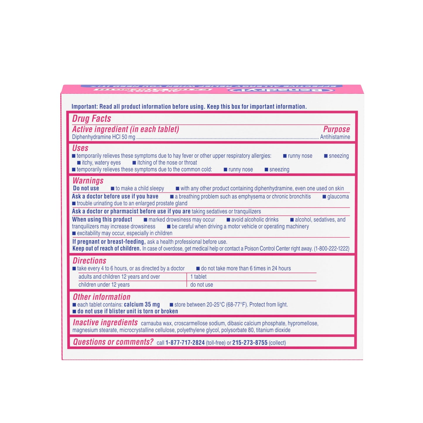 Benadryl Extra Strength Allergy Relief Medicine, 50 mg Diphenhydramine HCl Antihistamine Tablets for Relief of Allergy Symptoms Due to Hay Fever or Other Upper Respiratory Allergies, 24 ct Benadryl buy supplements Au