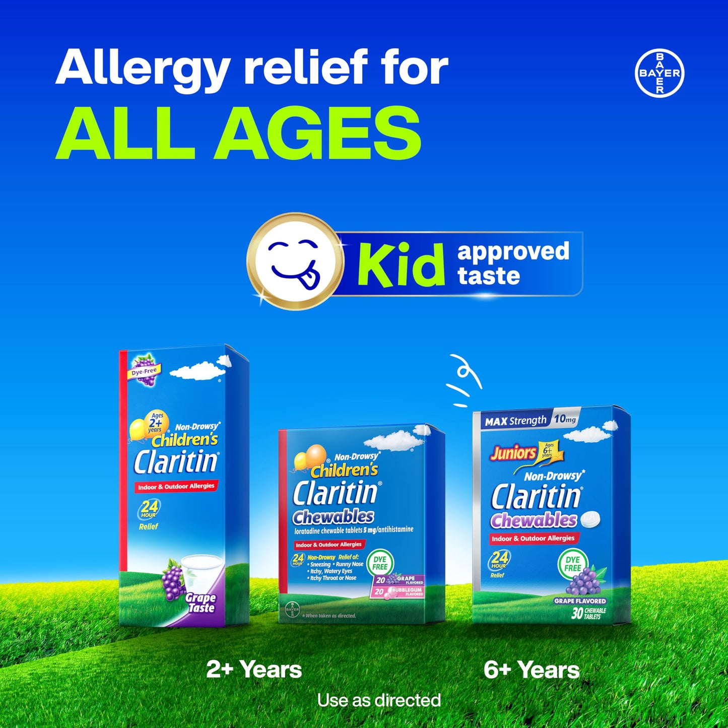 Claritin Children's Allergy Medicine, 24-Hour Non-Drowsy Loratadine 5mg, Antihistamine Liquid for Kids Aged 2 Years and Older, Grape Flavored, Dye-free, 8 fl oz. Claritin buy supplements Au