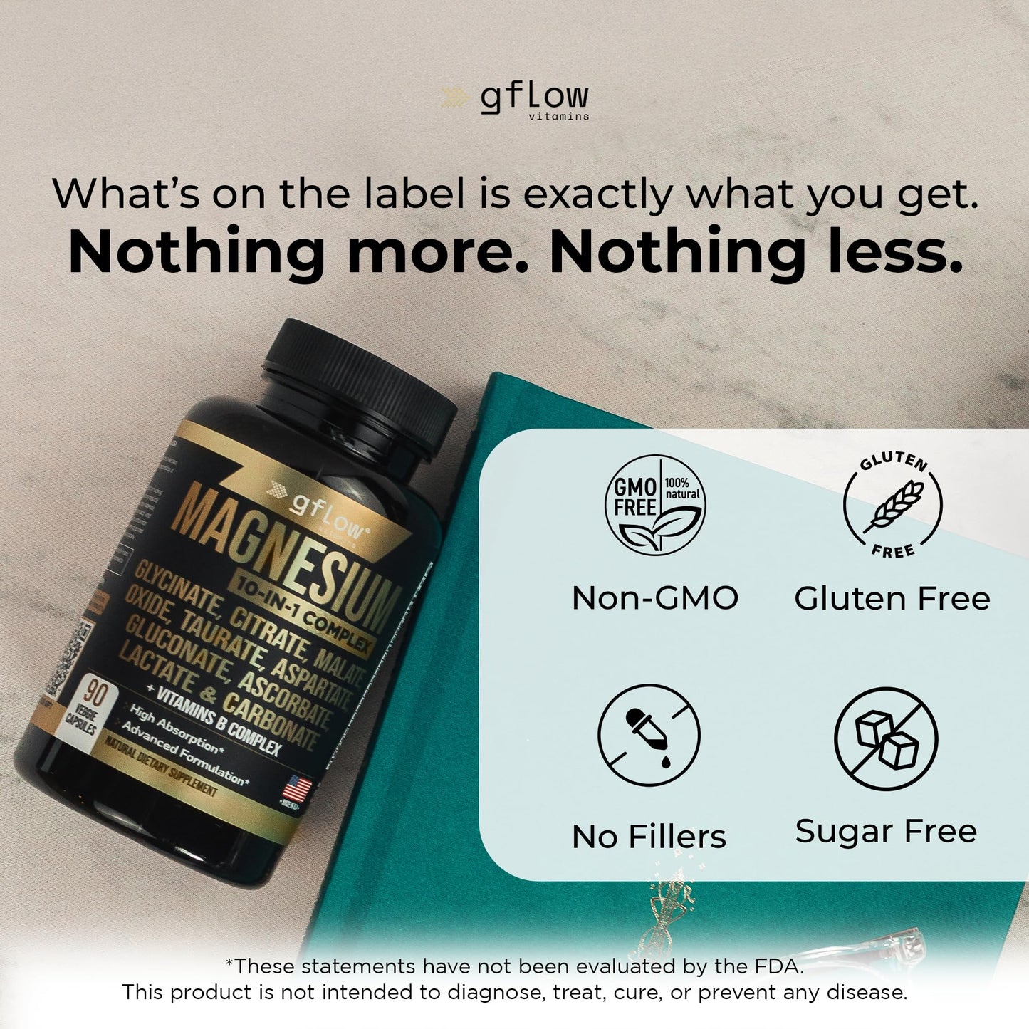 gflow vitamins Magnesium Complex Supplement - 10 Active Forms, Glycinate, Citrate, Malate, Oxide, Taurate, Aspartate, Gluconate, Ascorbate, Lactate, Carbonate, Plus More with Vitamin C B1 B2 B6 B12 gflow vitamins buy supplements Au