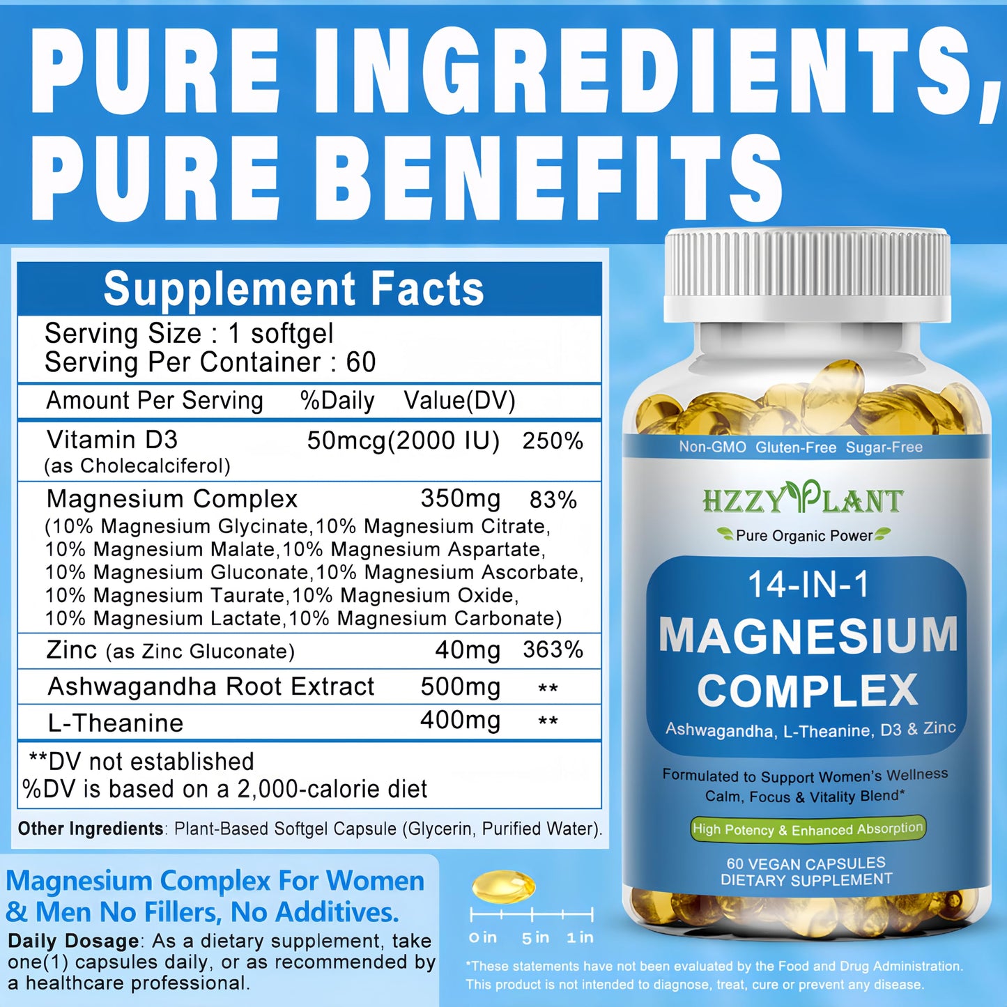Magnesium Complex Softgels, High Absorption Magnesium Supplement with Glycinate, Citrate, Malate, Taurate, 14-in-1 Magnesium Complex for Women & Men for Muscle, Heart, Sleep Support, 2 Month Supply HZZYPLANT buy supplements Au
