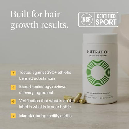 Nutrafol Women's Hair Growth Supplements, For Women 18-44 Years Old, Clinically Tested for Visibly Thicker, Stronger Hair, 100% Vegan Ingredients,