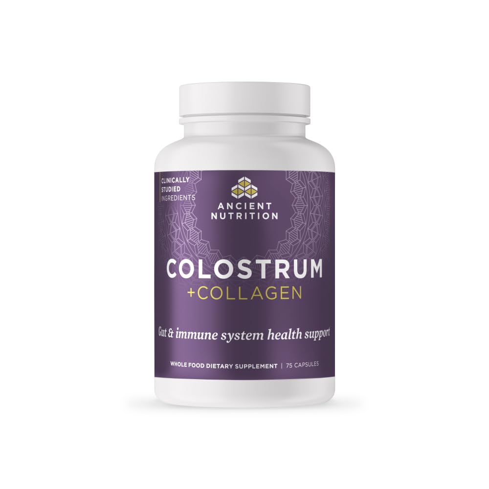 Ancient Nutrition Colostrum Superfood + Collagen, Grass Fed Bovine Colostrum, Fermented Eggshell Membrane Collagen, Supports Healthy Gut