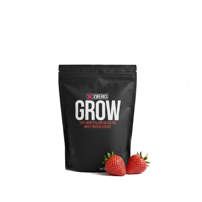 Xwerks Grow Whey Protein Powder, 25g Pure Isolate Protein from New Zealand Grass Fed Cows, Builds Strength and Speeds Recovery, Paleo and Keto Friendly,