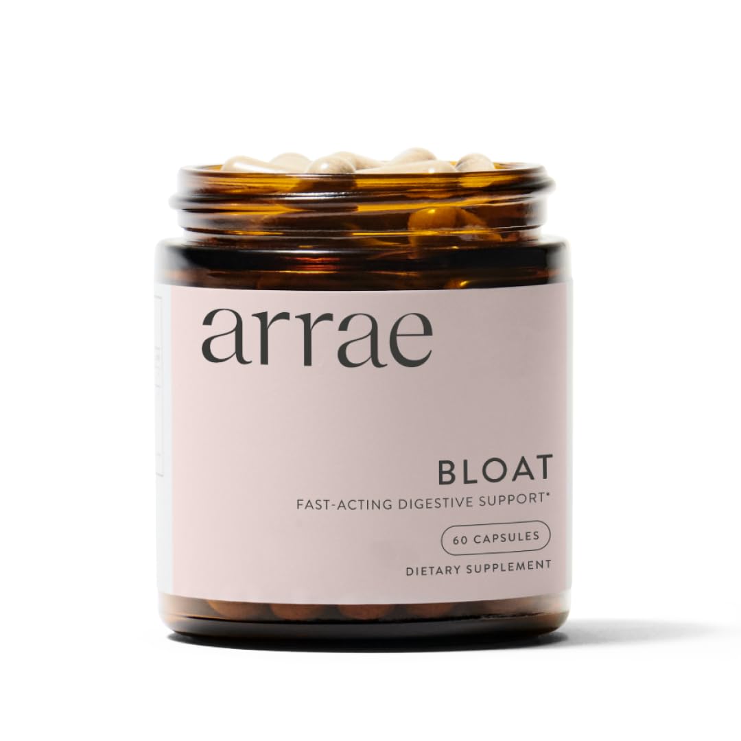 Arrae Fast-Acting Bloating Relief Digestive Enzymes, All Natural Bloat, Gas & Indigestion Relief Capsules, 60 Count