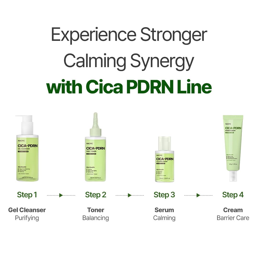 NACIFIC Cica PDRN Centella Serum (Centella Ampoule) 1.69 fl oz / 50ml, Korean Serum for Sensitive Skin, Calming & Hydrating