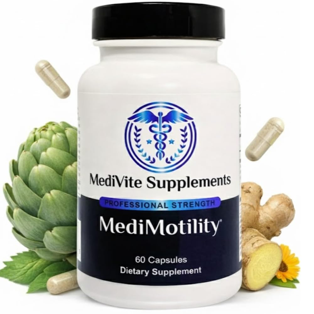 MediVite Supplements MediMotility 60ct – Physician-Approved Supplement for Healthy Gut Motility & Digestive Function – with Ginger Root & Artichoke Extract