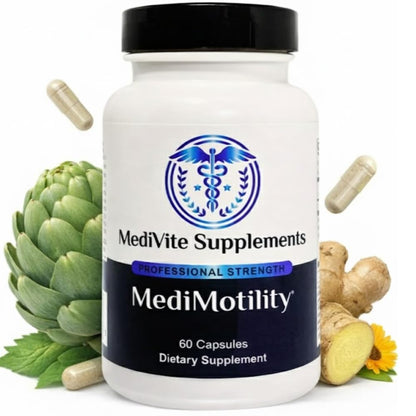 MediVite Supplements MediMotility 60ct – Physician-Approved Supplement for Healthy Gut Motility & Digestive Function – with Ginger Root & Artichoke Extract