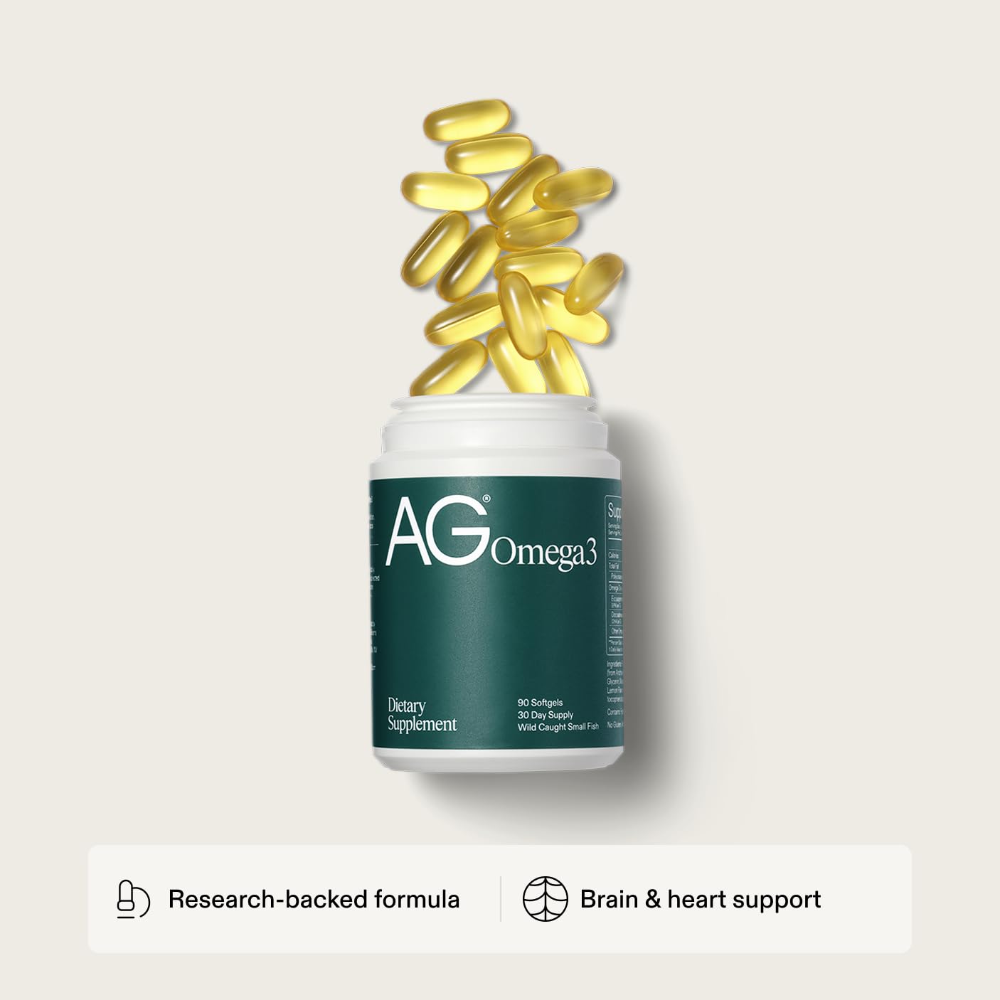 AG1 Omega 3 Fish Oil Softgels – 2000mg EPA & DHA from Wild-Caught Fish, Supports Heart, Brain & Joint Health | 90 Capsules | Athletic Greens Supplement AG1 buy supplements Au