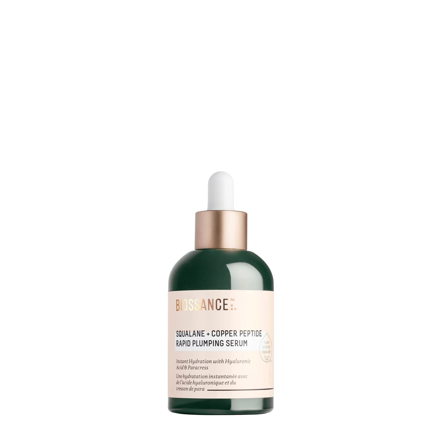 Biossance Squalane + Copper Peptide Rapid Plumping Serum - Face Serum for All Skin Types - Visibly Plumping + Firming Skin, Fine Lines + Wrinkles,