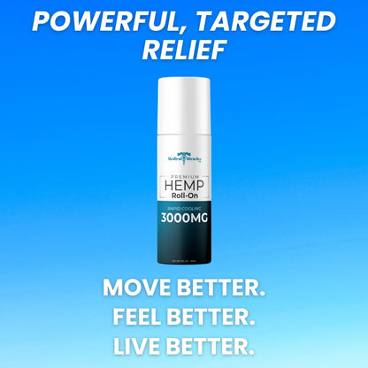 Medical Miracles New Hemp Oil Roll On - Ideal for Muscles, Hips, Joints, Neck, Back, Elbows, Fingers, Hands, and Knees (3000mg Roll-On) Medical MiraclesBuy Supplements Australia