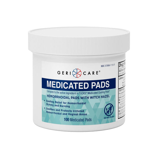 GeriCare Medicated Cooling Pads with Witch Hazel. for Soothing Itch, Discomfort, and Burning, Pre-Moistened Pads Ideal for Sensitive Areas, 100 Count (Pack of 1) GeriCareBuy Supplements Australia