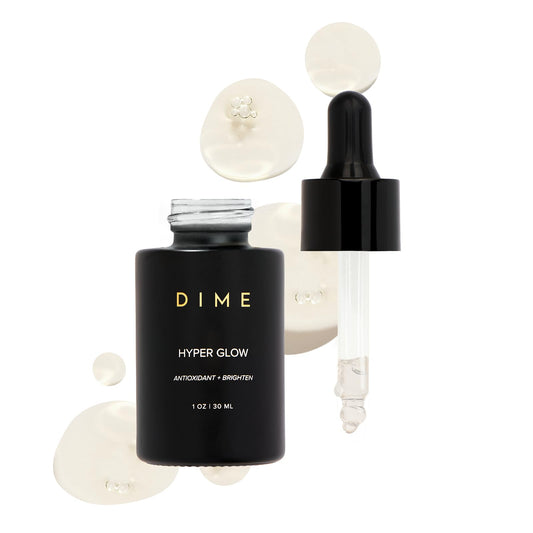 DIME Beauty Hyper Glow Vitamin C Face Serum for Dark Spots and Brightening with Ferulic Acid, Resveratrol and Hyaluronic Acid,