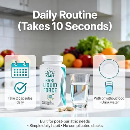 Bariatric Multivitamin with Iron – 2 Softgels Daily, Liquid-Filled Rapid-Absorption Softgels for Gastric Sleeve & Bypass Patients – Bari Liquid Force Universal Body Labs