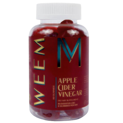 WEEM Apple Cider Vinegar Gummies - Natural, Vegan ACV with Folic Acid- Gluten Free - Vitamin B12 - Premium Detox & Weight Supplement-