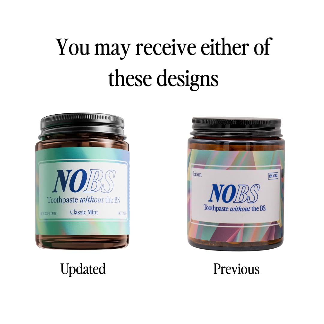 NOBS (No Bad Stuff) Toothpaste Tablets - Nano Hydroxyapatite, Fluoride & Plastic Free, Eco & Travel Friendly - Remineralize with NHA (3 Month)