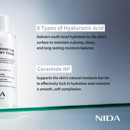 NIDA Youth-boosting Rice Milky Toner, for Glass Skin | Rice Bran Extract, Niacinamide, Ceramide NP, Panthenol | Deep Moisturizing, Hydrating and Refreshing