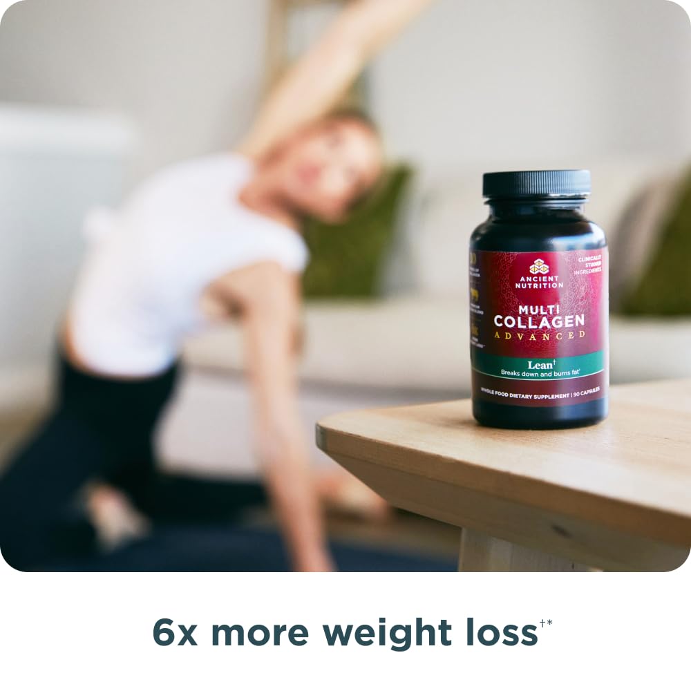 Ancient Nutrition Multi Collagen Advanced Lean with Probiotics, Hydrolyzed Collagen Peptides Supports Healthy