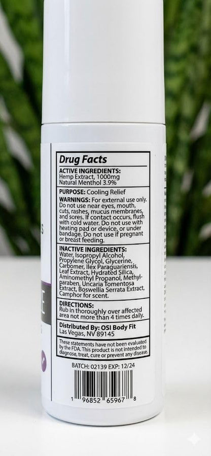 OBF Botanicals Hemp Roll On 3 Oz Instant Effect Topical Pain Relief Hemp Extract and Menthol Concentrated Roll On for Aching Muscles, Joint Relief, Ligaments - 1000mg OBF BotanicalsBuy Supplements Australia