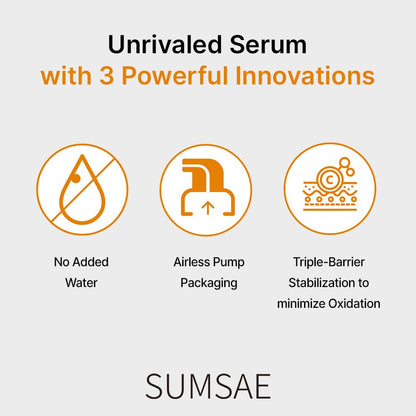SUMSAE Pure Vitamin C Serum - Korean Skincare with Vitamin 10.5%, Waterless (No oxidation formula), Special Airless Pump, Brightening and Firming Skin