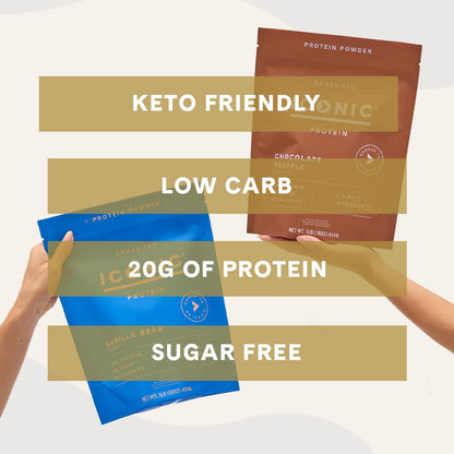 ICONIC Protein Powder, Vanilla Bean - Sugar Free, Low Carb Protein Powder - Lactose Free, Gluten Free, Non-GMO - 20g Grass Fed Whey & Casein Protein - Keto Friendly, 1 lb Pouch (18 Servings) ICONIC buy supplements Au