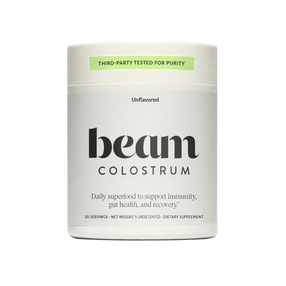 BEAM Unflavored Colostrum Powder I Grass-Fed Pure Whole Bovine Colostrum for Gut Health, Bloating & Immune Support I Non-GMO Recovery Supplement