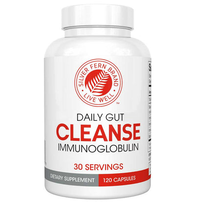 Silver Fern Cleanse - Daily Gut - 1 Bottle - 120 Capsules - 30 Day Supply - Immunoglobulin G, A & M -(IgG, IGA, IgM) - Postbiotic
