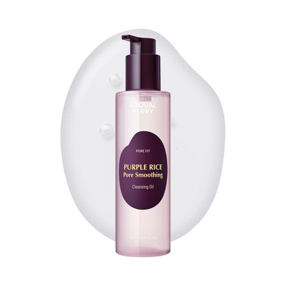 EQQUALBERRY Purple Rice Pore Smoothing Cleansing Oil – Deep Cleansing for Pores & Blackheads | Korean Oil Cleanser for Face & Makeup Remover