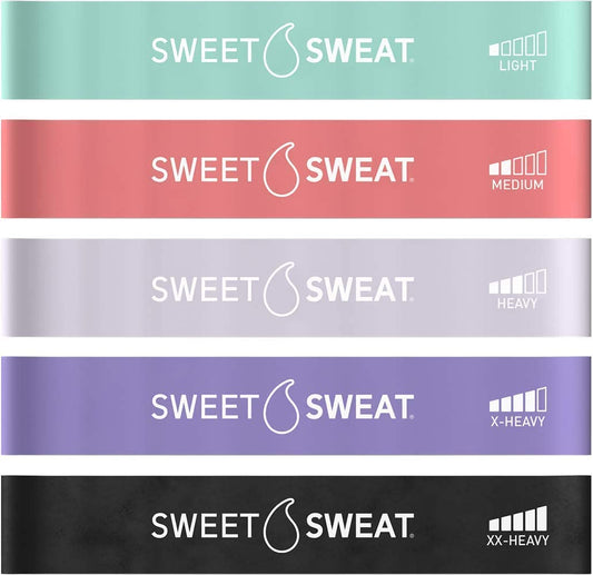 Sweet Sweat Mini Loop Resistance Bands - Set of 5 | Exercise Hip Booty Bands for Squats, Lunges, Physical Therapy, Yoga, Pilates, Rehab & Home or Gym Workouts Sports Research buy supplements Au