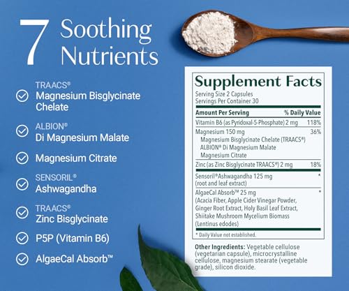 AlgaeCal Magnesium Relax™ - Chelated Magnesium with Ashwagandha for Sleep & Stress - Glycinate, Malate, Citrate - Sleep, Mood, & Cortisol Support (4 Months Supply) ALGAECALBuy Supplements Australia