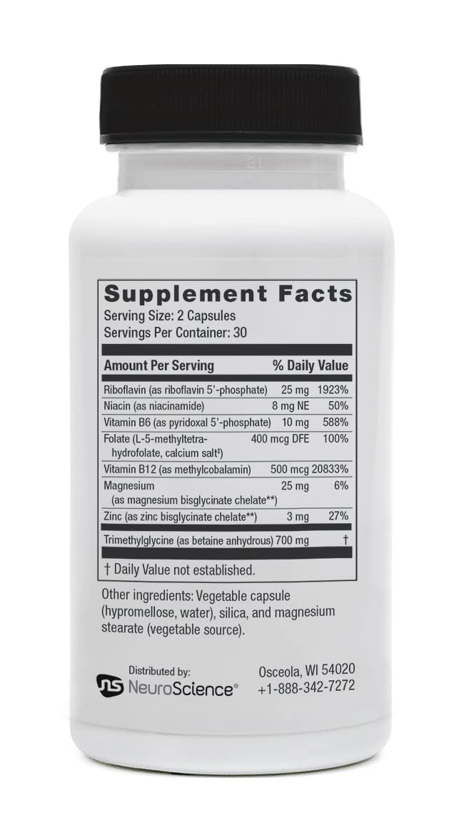 Neuroscience Methyl FMT - l Methylfolate Health Supplements with Folate, B-Vitamins, Magnesium and Zinc - Balances Mood, Energy, Stress Relief, and Adrenal Support (60 ct) NeuroScienceBuy Supplements Australia