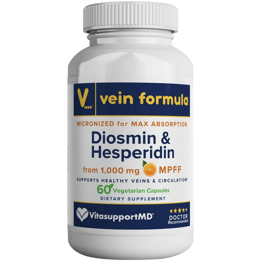 Vein Formula Diosmin Hesperidin 1000mg, Micronized Bioflavonoids Blend for Blood Circulation, Vein Support MPFF Supplement for Circulation in legs and feet, and Healthy Blood Flow Support, 60 Capsules VITASUPPORTMDBuy Supplements Australia